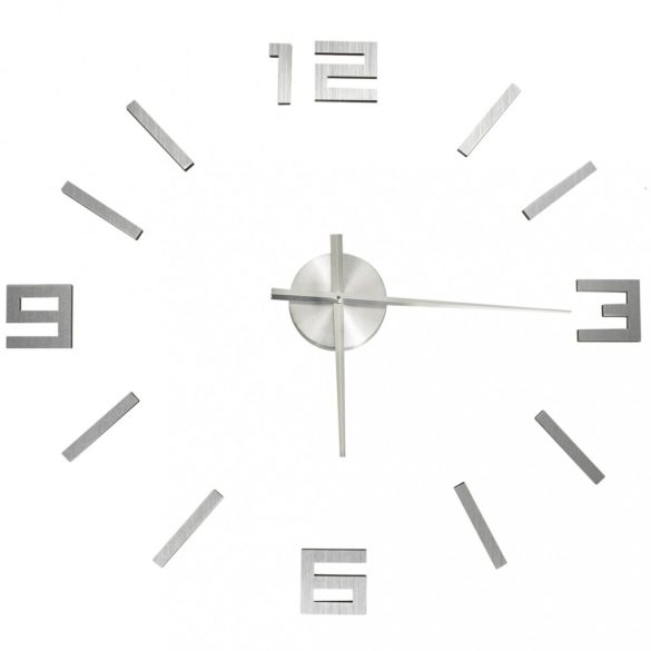 ezüstszínű modern 3D falióra 100 cm XXL