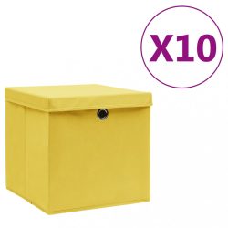 10 db sárga fedeles tárolódoboz 28 x 28 x 28 cm