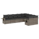 9 részes szürke polyrattan kerti ülőgarnitúra párnákkal