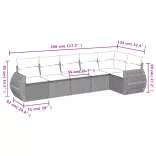 7 részes bézs polyrattan kerti ülőgarnitúra párnákkal