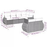 7 részes fekete polyrattan kerti ülőgarnitúra párnával