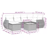 7 részes fekete polyrattan kerti ülőgarnitúra párnával