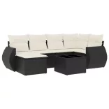 7 részes fekete polyrattan kerti ülőgarnitúra párnával