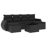 7 részes fekete polyrattan kerti ülőgarnitúra párnával