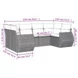 7 részes fekete polyrattan kerti ülőgarnitúra párnával