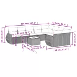 10 részes fekete polyrattan kerti ülőgarnitúra párnákkal