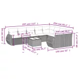 10 részes fekete polyrattan kerti ülőgarnitúra párnákkal