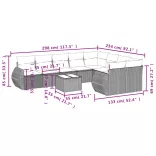 10 részes bézs polyrattan kerti ülőgarnitúra párnával