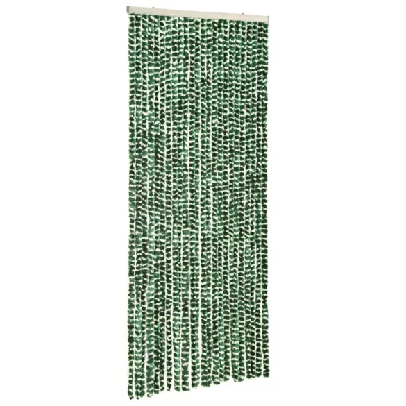 zöld és fehér zsenília rovarfüggöny 90 x 220 cm