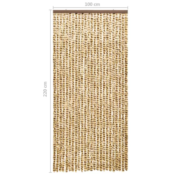 bézs és barna zsenília rovarfüggöny 100 x 220 cm