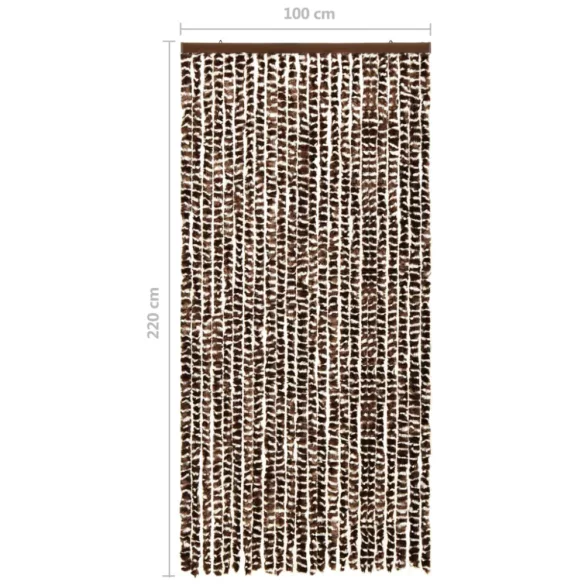 barna és fehér zsenília rovarfüggöny 100 x 220 cm