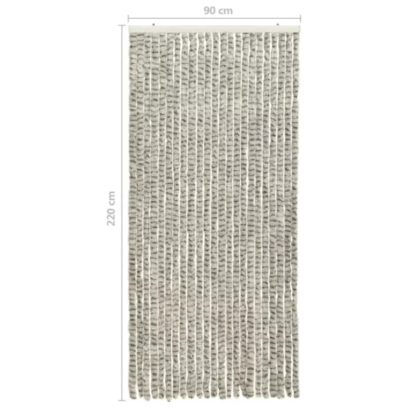 világos- és sötétszürke zsenília rovarfüggöny 90 x 220 cm