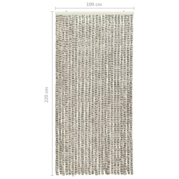 világos- és sötétszürke zsenília rovarfüggöny 100 x 220 cm
