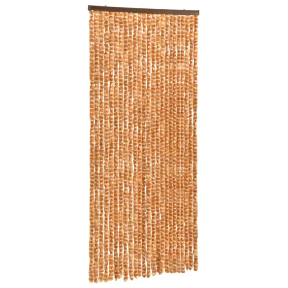 okkersárga és fehér zsenília rovarfüggöny 100 x 220 cm