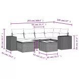 7 részes fekete polyrattan kerti ülőgarnitúra párnával