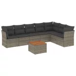8 részes szürke polyrattan kerti ülőgarnitúra párnákkal