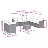 11 részes fekete polyrattan kerti ülőgarnitúra párnákkal