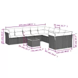 11 részes fekete polyrattan kerti ülőgarnitúra párnákkal