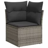 11 részes szürke polyrattan kerti ülőgarnitúra párnákkal