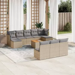   11részes vegyes bézs polyrattan kerti ülőgarnitúra párnákkal