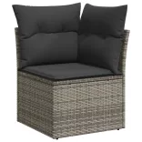 11 részes szürke polyrattan kerti ülőgarnitúra párnákkal