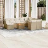11 részes bézs polyrattan kerti ülőgarnitúra párnákkal