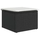 12 részes fekete polyrattan kerti ülőgarnitúra párnákkal