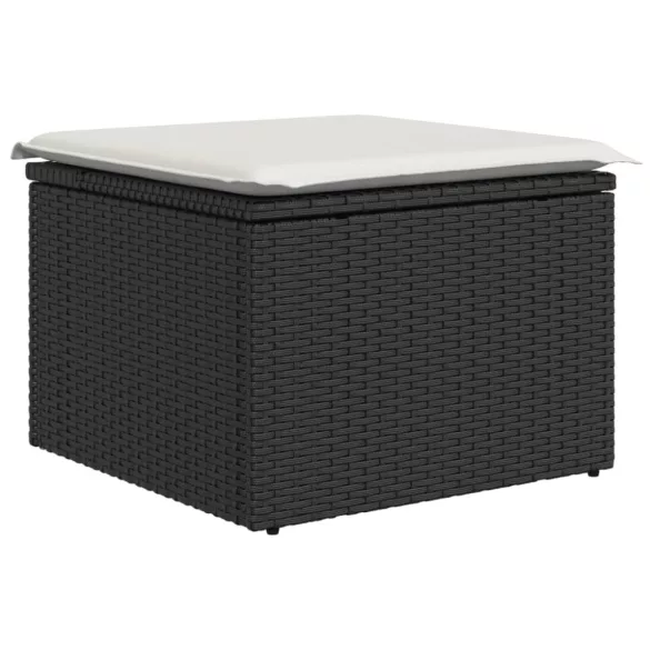 12 részes fekete polyrattan kerti ülőgarnitúra párnákkal