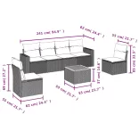 7 részes fekete polyrattan kerti ülőgarnitúra párnával