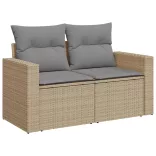 11részes vegyes bézs polyrattan kerti ülőgarnitúra párnákkal