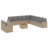 12 részes vegyes bézs polyrattan kerti ülőgarnitúra párnákkal