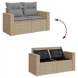 12 részes vegyes bézs polyrattan kerti ülőgarnitúra párnákkal