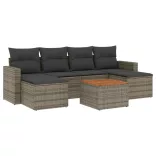 7 részes szürke polyrattan kerti ülőgarnitúra párnákkal