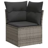 11 részes szürke polyrattan kerti ülőgarnitúra párnákkal
