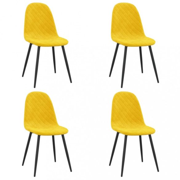 4 db mustársárga bársony étkezőszék
