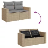 11részes vegyes bézs polyrattan kerti ülőgarnitúra párnákkal