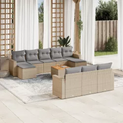   11részes vegyes bézs polyrattan kerti ülőgarnitúra párnákkal