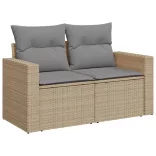 11részes vegyes bézs polyrattan kerti ülőgarnitúra párnákkal