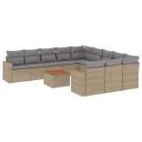 12 részes vegyes bézs polyrattan kerti ülőgarnitúra párnákkal