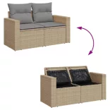 12 részes vegyes bézs polyrattan kerti ülőgarnitúra párnákkal