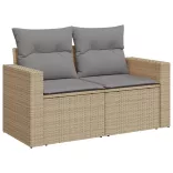 12 részes vegyes bézs polyrattan kerti ülőgarnitúra párnákkal