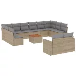 13részes vegyes bézs polyrattan kerti ülőgarnitúra párnákkal