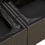 14 részes fekete polyrattan kerti ülőgarnitúra párnákkal
