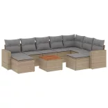 10 részes vegyes bézs polyrattan kerti ülőgarnitúra párnákkal