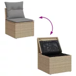 11részes vegyes bézs polyrattan kerti ülőgarnitúra párnákkal