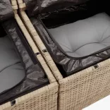 13részes vegyes bézs polyrattan kerti ülőgarnitúra párnákkal