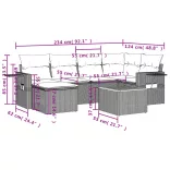 7 részes szürke polyrattan kerti ülőgarnitúra párnákkal