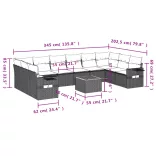 11 részes szürke polyrattan kerti ülőgarnitúra párnákkal