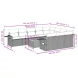 11 részes szürke polyrattan kerti ülőgarnitúra párnákkal