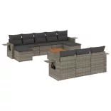 11 részes szürke polyrattan kerti ülőgarnitúra párnákkal